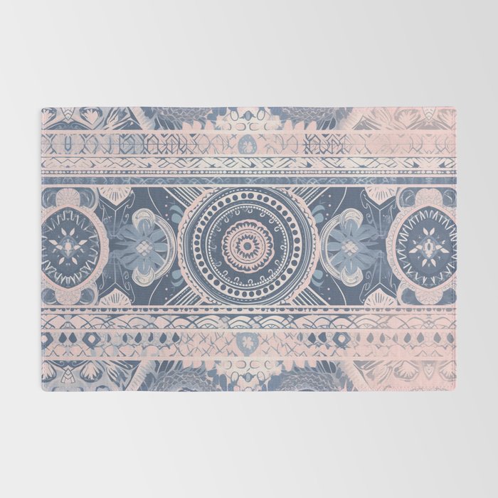 Ancient Pattern (pink & navy) Rug Gallery Image 2