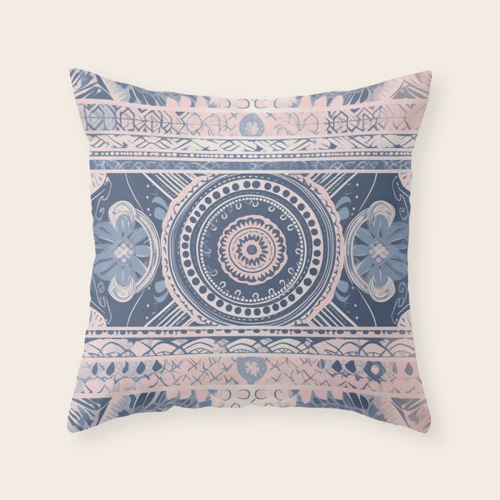 Ancient Pattern (pink & navy) Throw Pillow Gallery Image 6