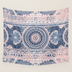 Ancient Pattern (pink & navy) Wall Tapestry Gallery Image 4