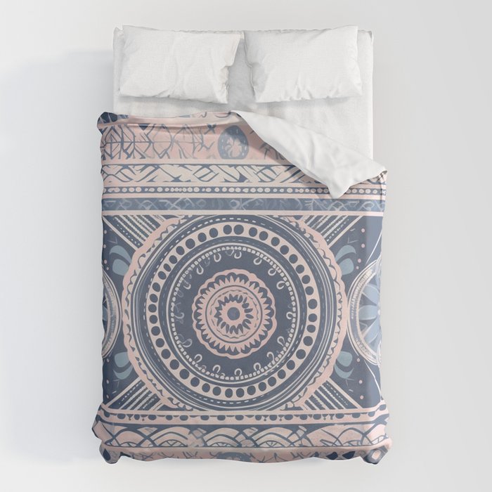 Ancient Pattern (pink & navy) Duvet Cover Gallery Image 1