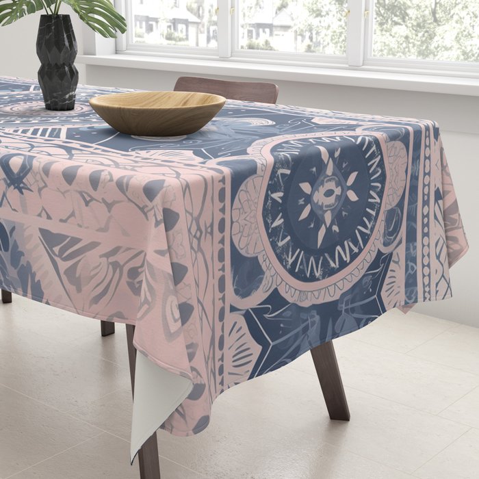 Ancient Pattern (pink & navy) Tablecloth Gallery Image 3