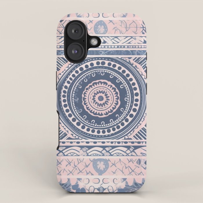 Ancient Pattern (pink & navy) iPhone Case Gallery Image 1