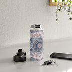 Ancient Pattern (pink & navy) Water Bottle Gallery Image 4