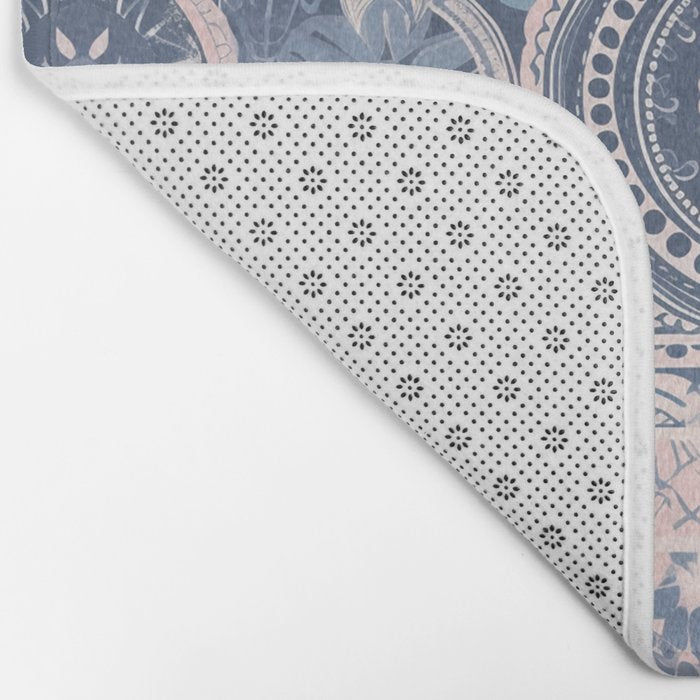 Ancient Pattern (pink & navy) Bath Mat Gallery Image 2