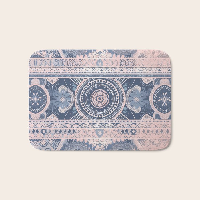 Ancient Pattern (pink & navy) Bath Mat Gallery Image 1