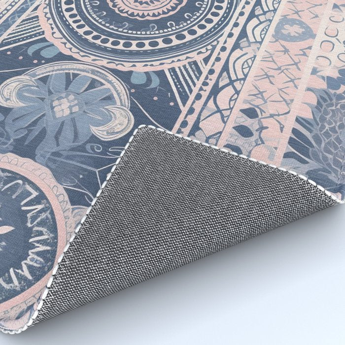 Ancient Pattern (pink & navy) Rug Gallery Image 4
