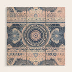 Ancient Pattern (pink & navy) Wood Wall Art Gallery Image 1