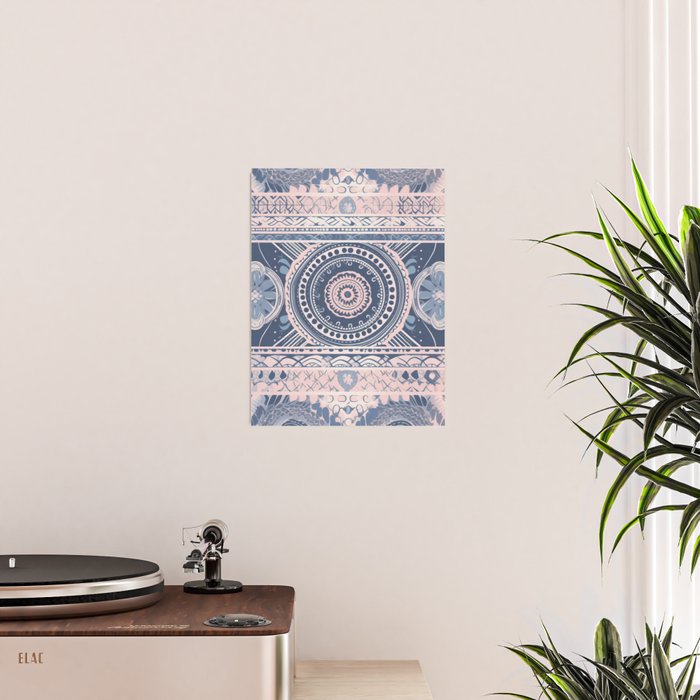Ancient Pattern (pink & navy) Poster Gallery Image 2