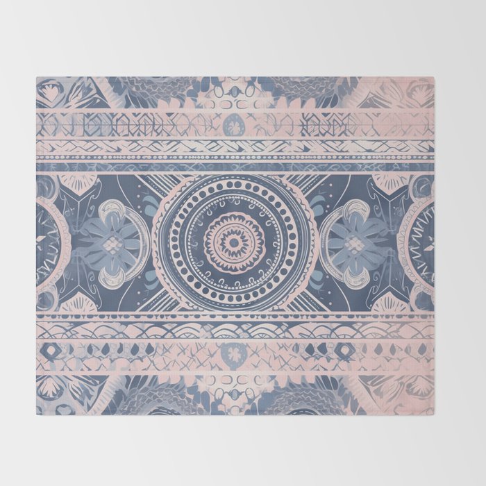 Ancient Pattern (pink & navy) Throw Blanket Gallery Image 2