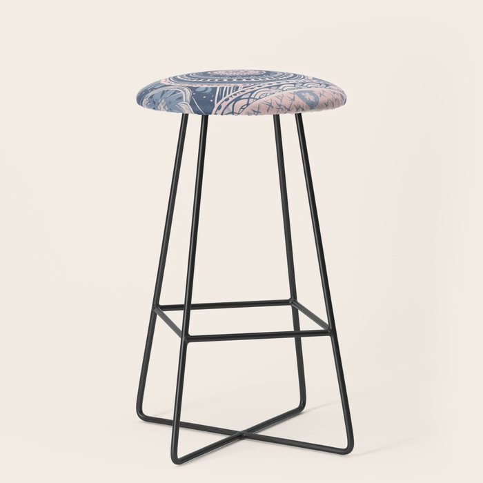 Ancient Pattern (pink & navy) Stool Gallery Image 1