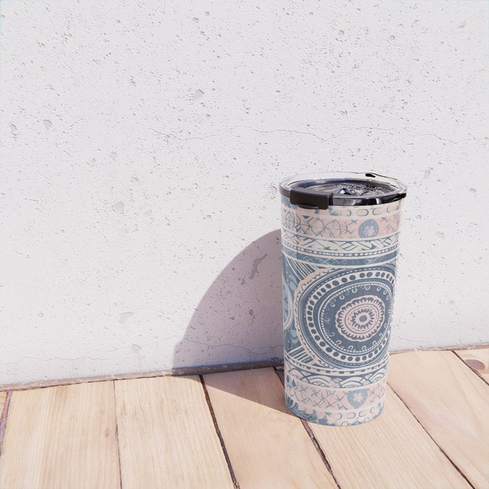 Ancient Pattern (pink & navy) Travel Mug Gallery Image 4