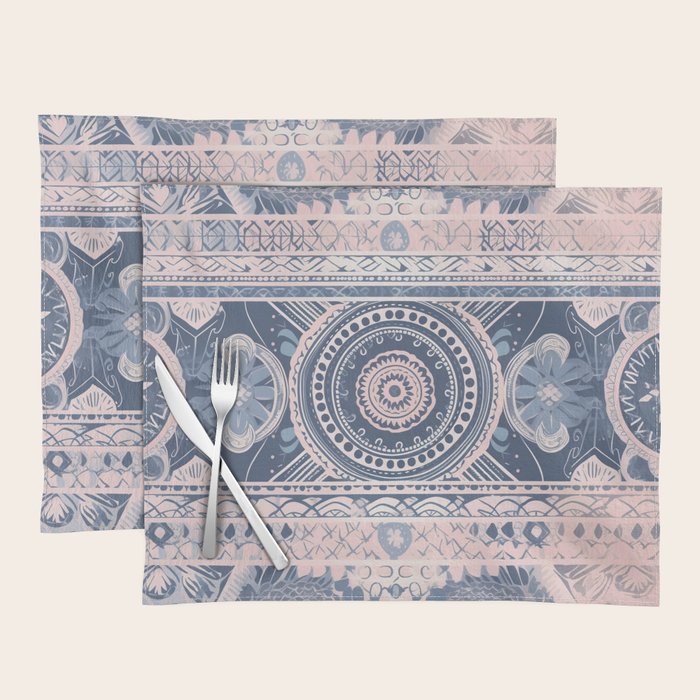 Ancient Pattern (pink & navy) Placemat Gallery Image 1