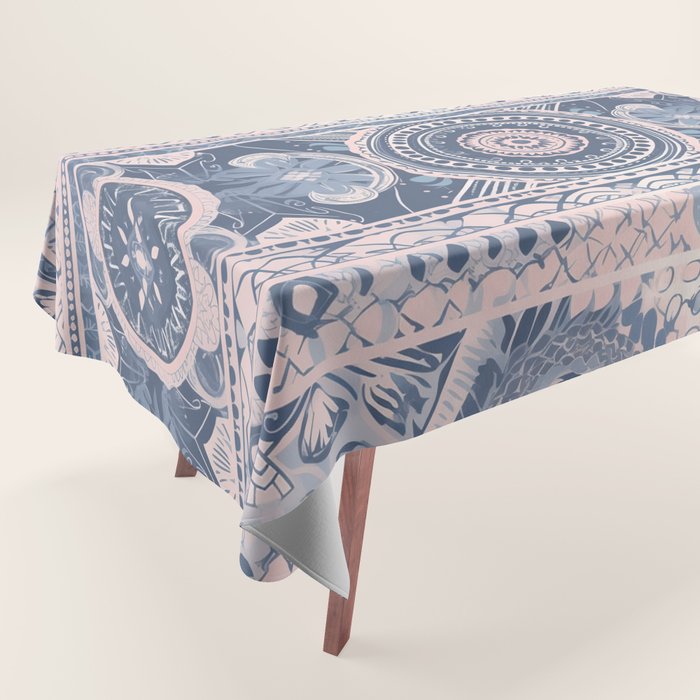 Ancient Pattern (pink & navy) Tablecloth Gallery Image 1