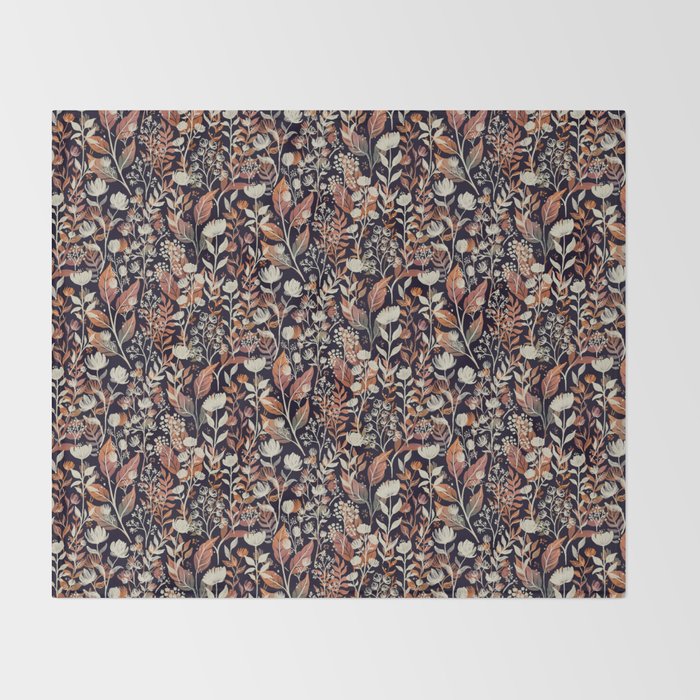 Moody Blooms Ditsy Autumn Throw Blanket Gallery Image 2