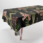 Vintage Botanical Springflowers And Herbs Midnight Garden Tablecloth Gallery Image 1