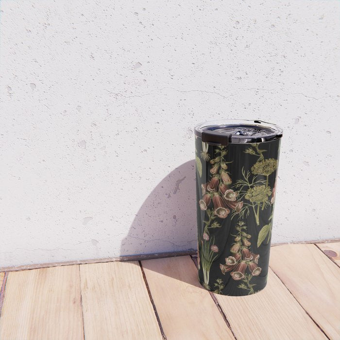 Vintage Botanical Springflowers And Herbs Midnight Garden Travel Mug Gallery Image 4