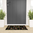 Vintage Botanical Springflowers And Herbs Midnight Garden Welcome Mat Gallery Image 3