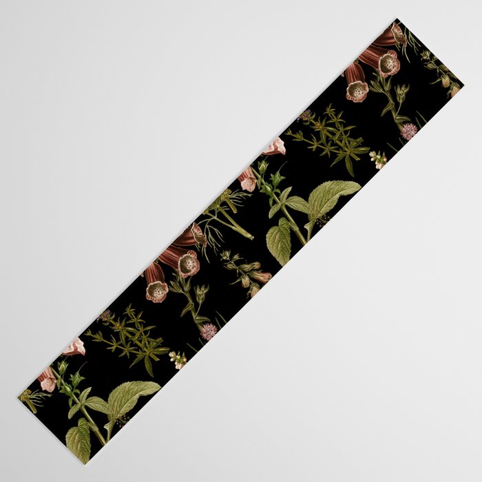 Vintage Botanical Springflowers And Herbs Midnight Garden Table Runner Gallery Image 3