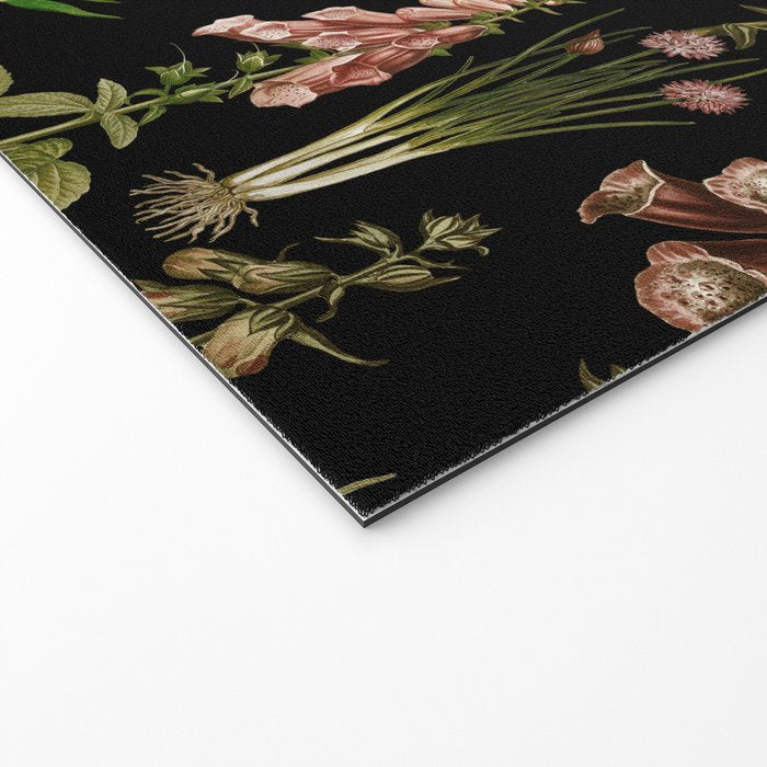 Vintage Botanical Springflowers And Herbs Midnight Garden Welcome Mat Gallery Image 2