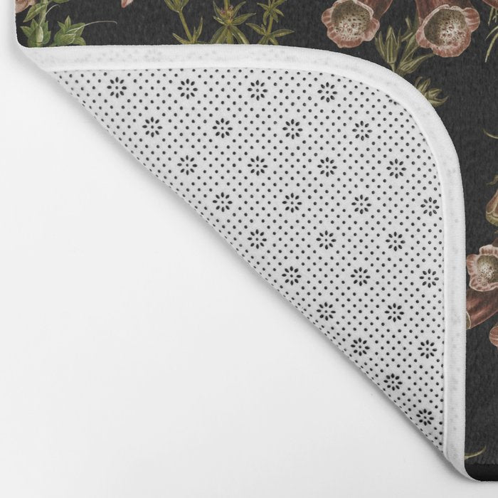 Vintage Botanical Springflowers And Herbs Midnight Garden Bath Mat Gallery Image 2