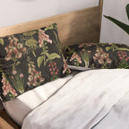Vintage Botanical Springflowers And Herbs Midnight Garden Pillow Sham Gallery Image 2