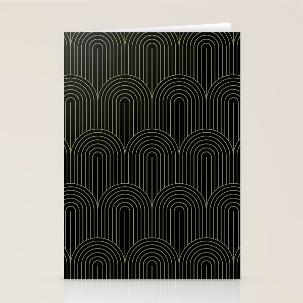 Art Deco Arch Pattern I Black & Neutral Green Stationery Card Gallery Image 2