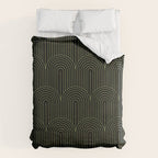 Art Deco Arch Pattern I Black & Neutral Green Duvet Cover Gallery Image 6
