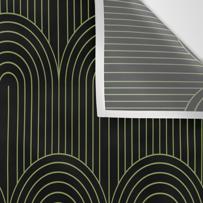 Art Deco Arch Pattern I Black & Neutral Green Wall Tapestry Gallery Image 3