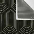 Art Deco Arch Pattern I Black & Neutral Green Wall Tapestry Gallery Image 3