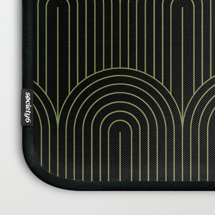 Art Deco Arch Pattern I Black & Neutral Green Laptop Sleeve Gallery Image 3