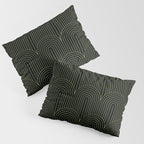 Art Deco Arch Pattern I Black & Neutral Green Pillow Sham Gallery Image 3