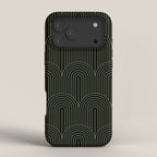 Art Deco Arch Pattern I Black & Neutral Green iPhone Case Gallery Image 4