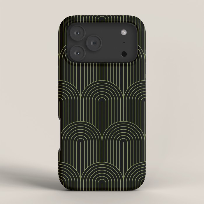 Art Deco Arch Pattern I Black & Neutral Green iPhone Case Gallery Image 4