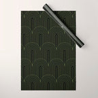 Art Deco Arch Pattern I Black & Neutral Green Wrapping Paper Gallery Image 1