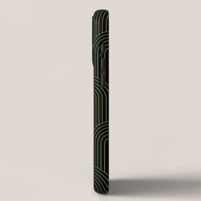 Art Deco Arch Pattern I Black & Neutral Green iPhone Case Gallery Image 2