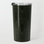 Art Deco Arch Pattern I Black & Neutral Green Travel Mug Gallery Image 3