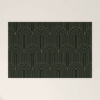 Art Deco Arch Pattern I Black & Neutral Green Welcome Mat Gallery Image 1