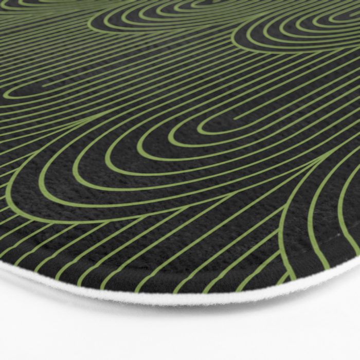 Art Deco Arch Pattern I Black & Neutral Green Bath Mat Gallery Image 3