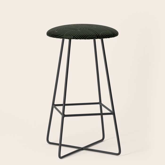 Art Deco Arch Pattern I Black & Neutral Green Stool Gallery Image 1