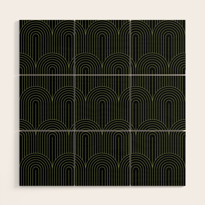 Art Deco Arch Pattern I Black & Neutral Green Wood Wall Art Gallery Image 1