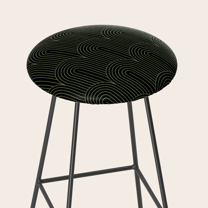 Art Deco Arch Pattern I Black & Neutral Green Stool Gallery Image 2