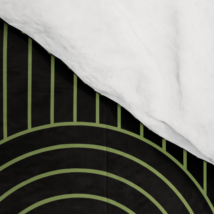Art Deco Arch Pattern I Black & Neutral Green Comforter Gallery Image 4