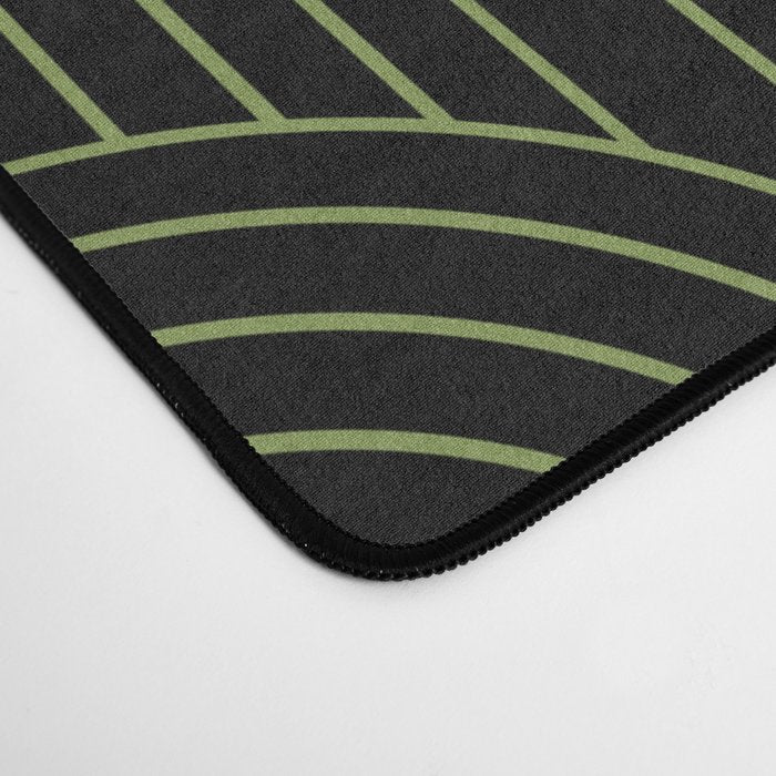 Art Deco Arch Pattern I Black & Neutral Green Desk Mat Gallery Image 4