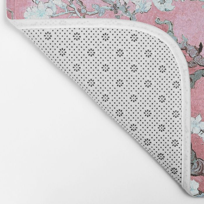 Van Gogh Timeless Almond Blossoms: White Blooms on a Classic Sweet Pink Canvas Bath Mat Gallery Image 2