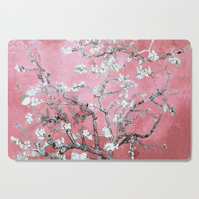 Van Gogh Timeless Almond Blossoms: White Blooms on a Classic Sweet Pink Canvas Cutting Board Gallery Image 1