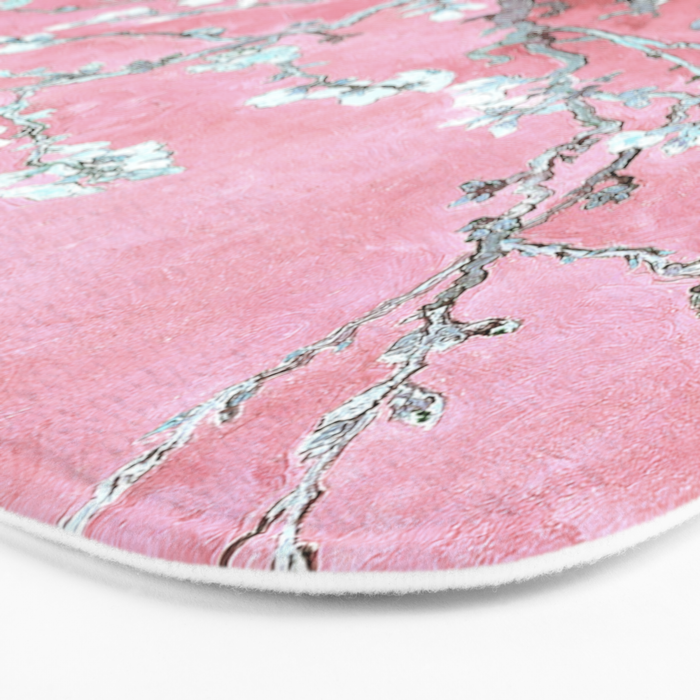 Van Gogh Timeless Almond Blossoms: White Blooms on a Classic Sweet Pink Canvas Bath Mat Gallery Image 3