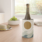 Retro, Sun and Waves, Green and Gold Wine Chiller Gallery Image 4