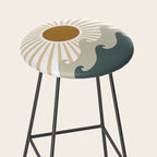 Retro, Sun and Waves, Green and Gold Stool Gallery Image 2