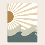 Retro, Sun and Waves, Green and Gold Notebook Gallery Image 4