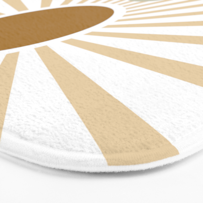 Retro, Sun and Waves, Green and Gold Bath Mat Gallery Image 3